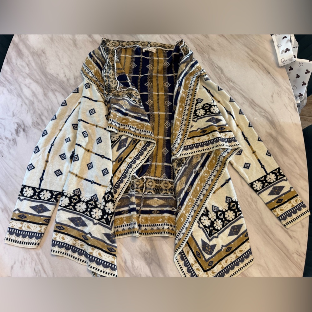 Freeway Blue and Yellow Southwestern Cardigan Sweater